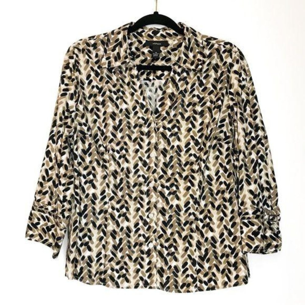Alfani Women’s 3/4 Sleeve Button Down Print Blouse
